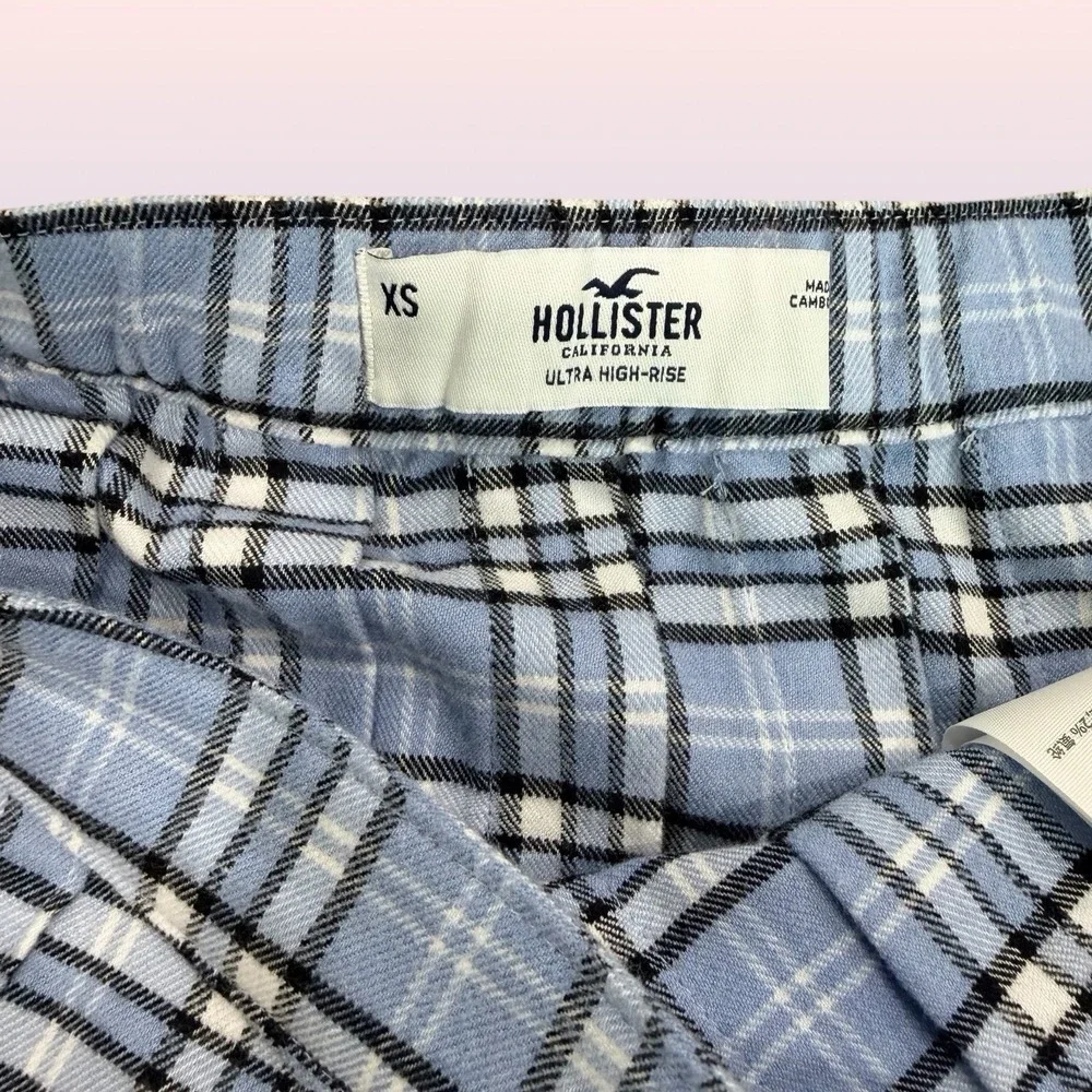 Hollister Ultra Women's High Rise Blue Plaid Pleated Pleated‎ Skirt Preppy XS - Picture 3 of 8